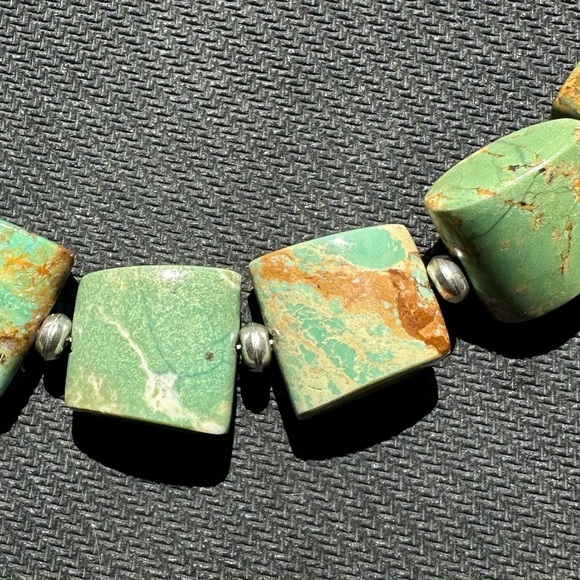 Hand Crafted “One of a Kind” Natural Turquoise Square & Sterling Silver … - Picture 3 of 4